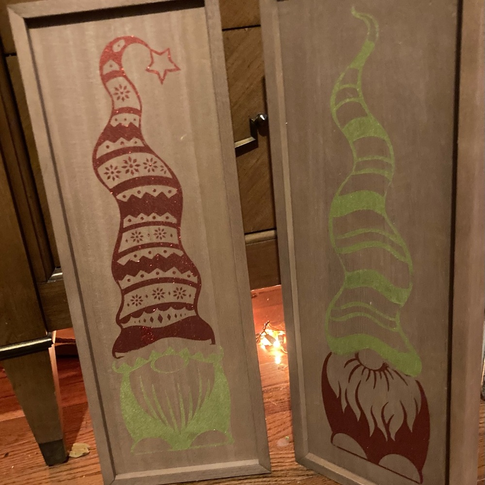 Set of Holiday double sided gnome box frame pictures
